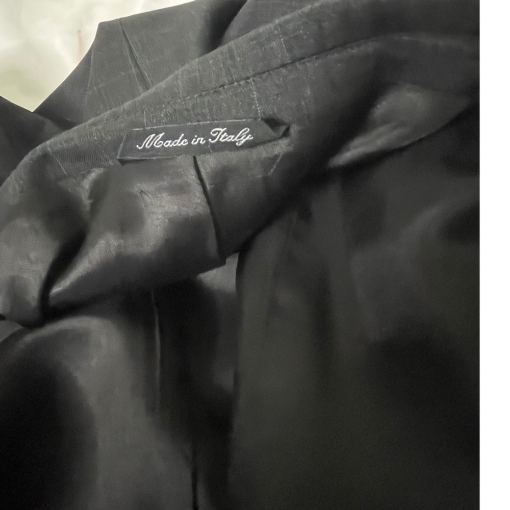 Chiavari Suit Mens 48R/42w Charcoal windowpane 100% Wool 2 Button Made in Italy - Picture 7 of 10